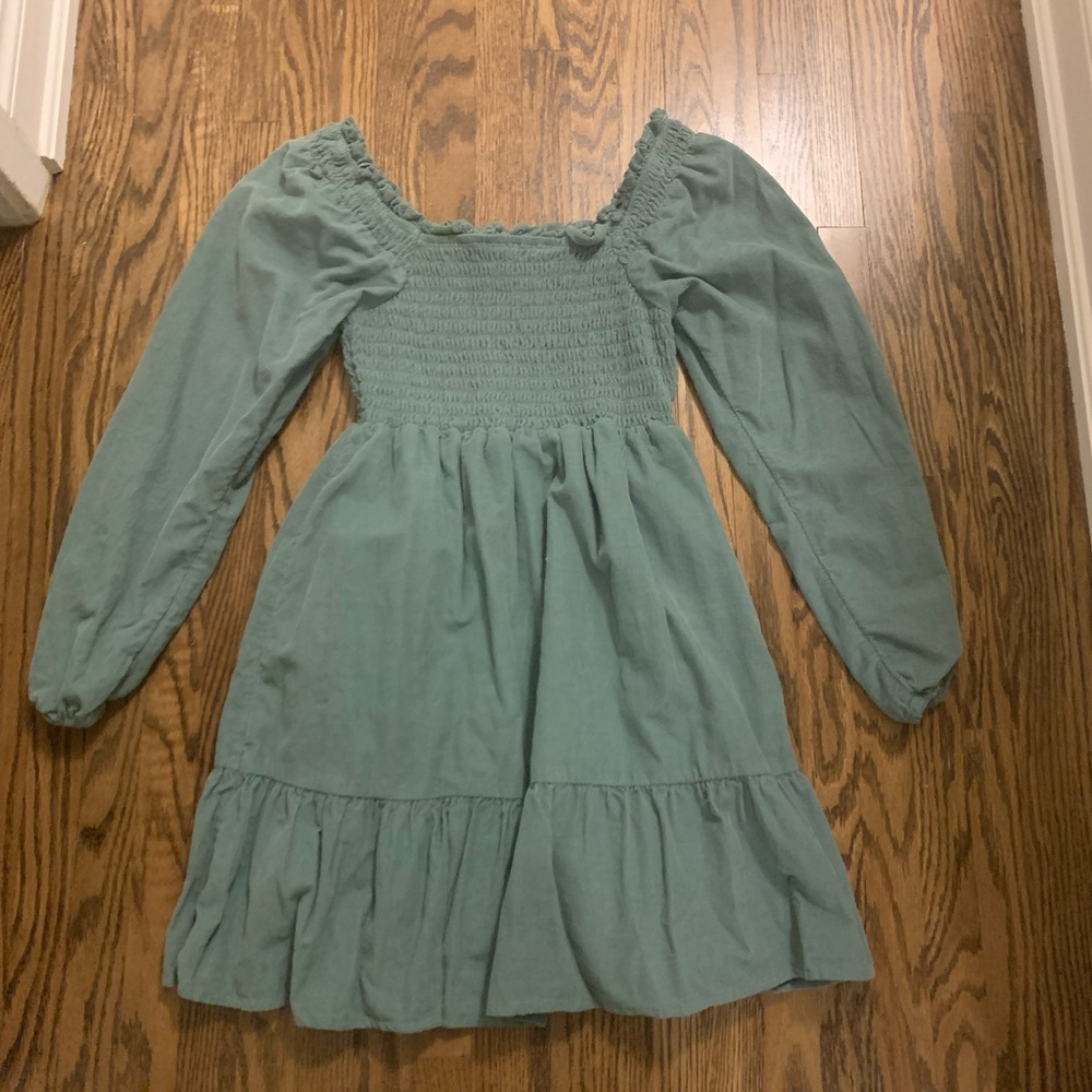 American Eagle Outfitters Green Bishop Sleeve Sundress
